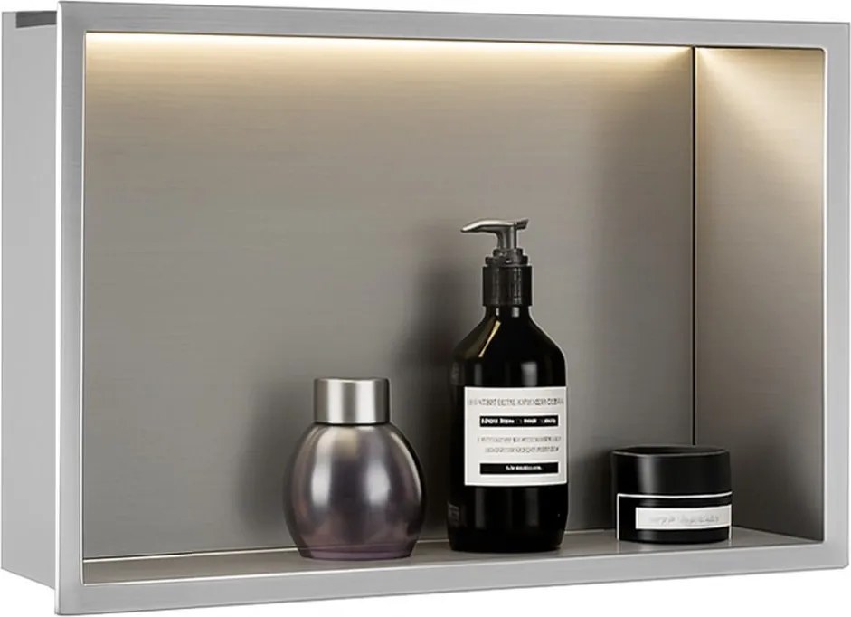 Вграден рафт за баня А LED 30x45 steel brush