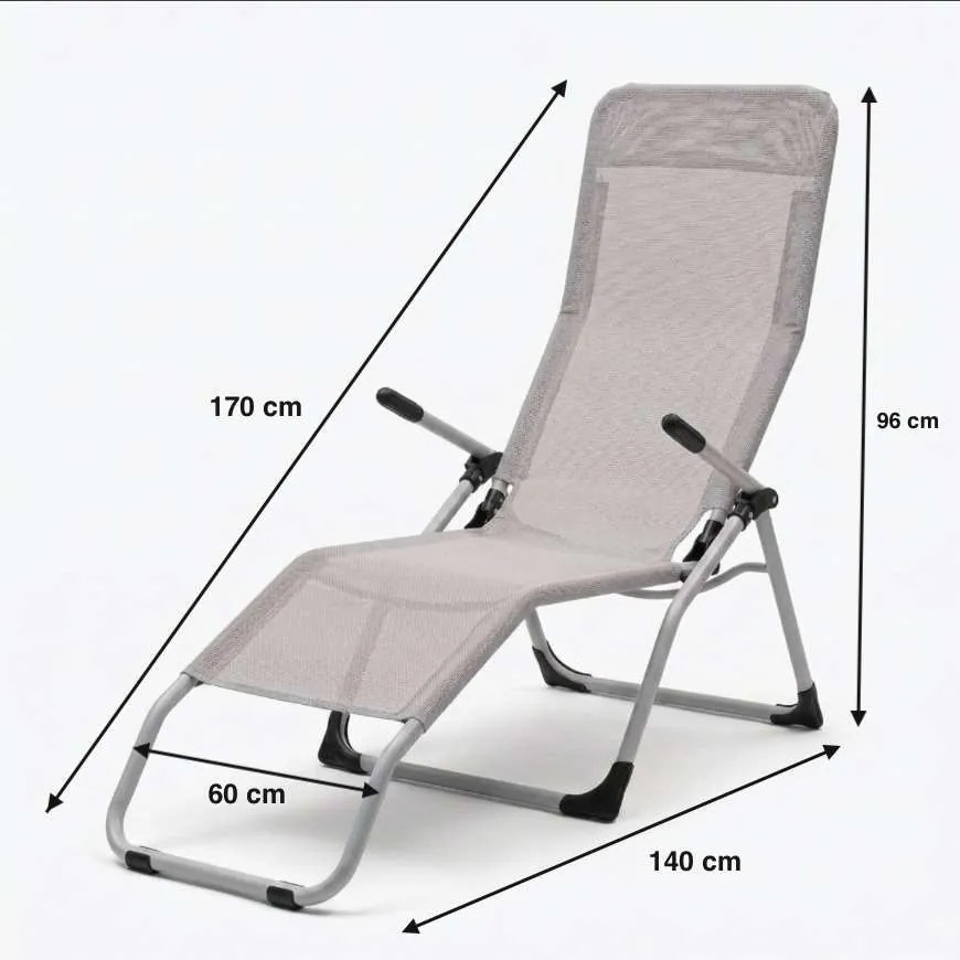 Сгъваем ергономичен градински шезлонг Loft S-Curve Texteline Черен