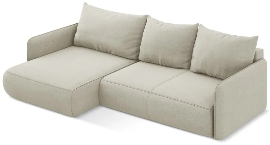 Кремав разтегателен ъглов диван с място за съхранение (ляв ъгъл) Nanea – Makamii