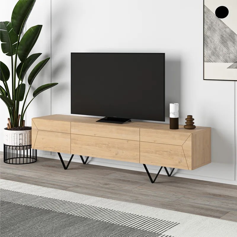 ТВ стойка Jacomen от меламин в цвят сапфирен дъб 160x35x43см.