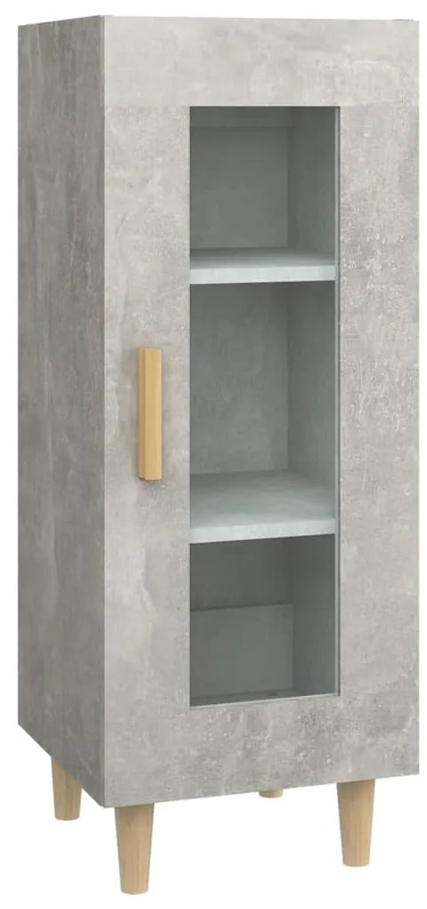 812397 vidaXL Сайдборд, бетонно сив, 34,5x34x90 см, инженерно дърво