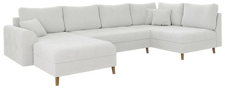 Кремав ъглов диван от плат букле (ляв ъгъл/"U" форма) Ariella – Ropez