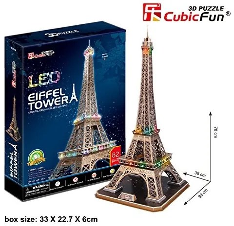 Cubic Fun - Пъзел 3D Eiffel Tower 84ч. LED светлини