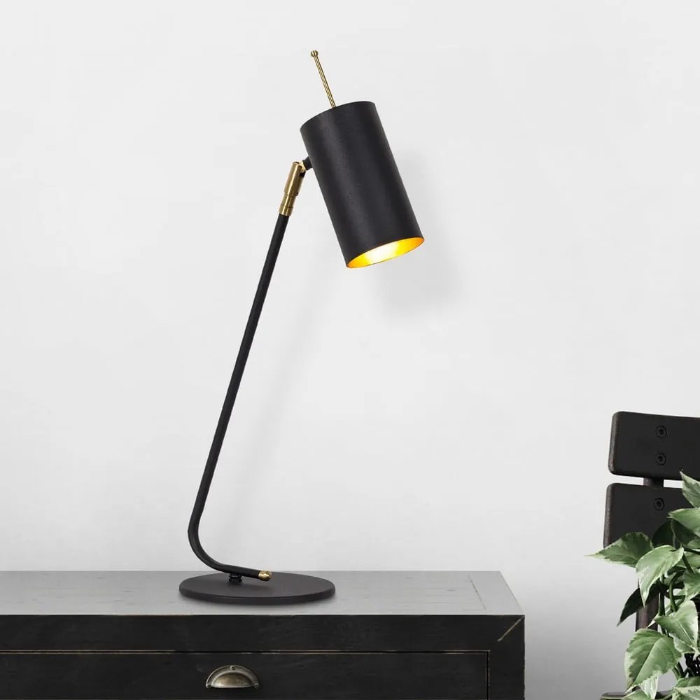 Настолна лампа с метален абажур в черно и златисто (височина 55 cm) Sivani – Opviq lights