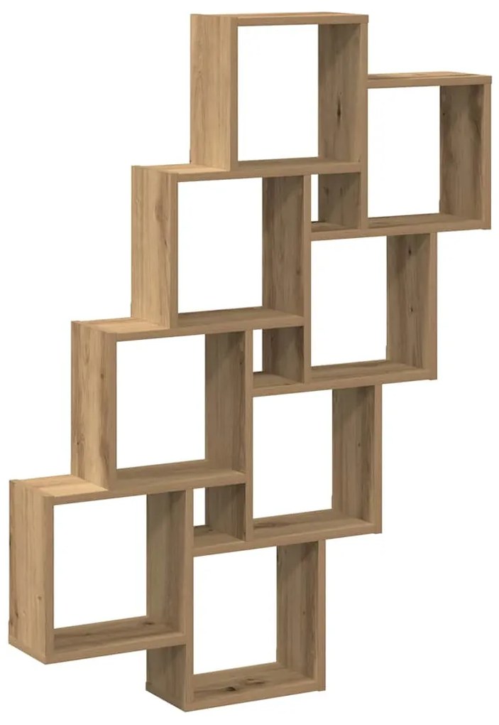 856597 vidaXL Стенен кубичен рафт, дъб артизан 90x15x119,5см