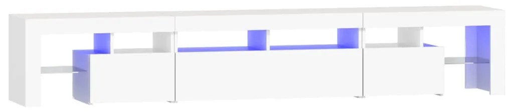 3152786 vidaXL ТВ шкаф с LED осветление, бял, 230x36,5x40 см