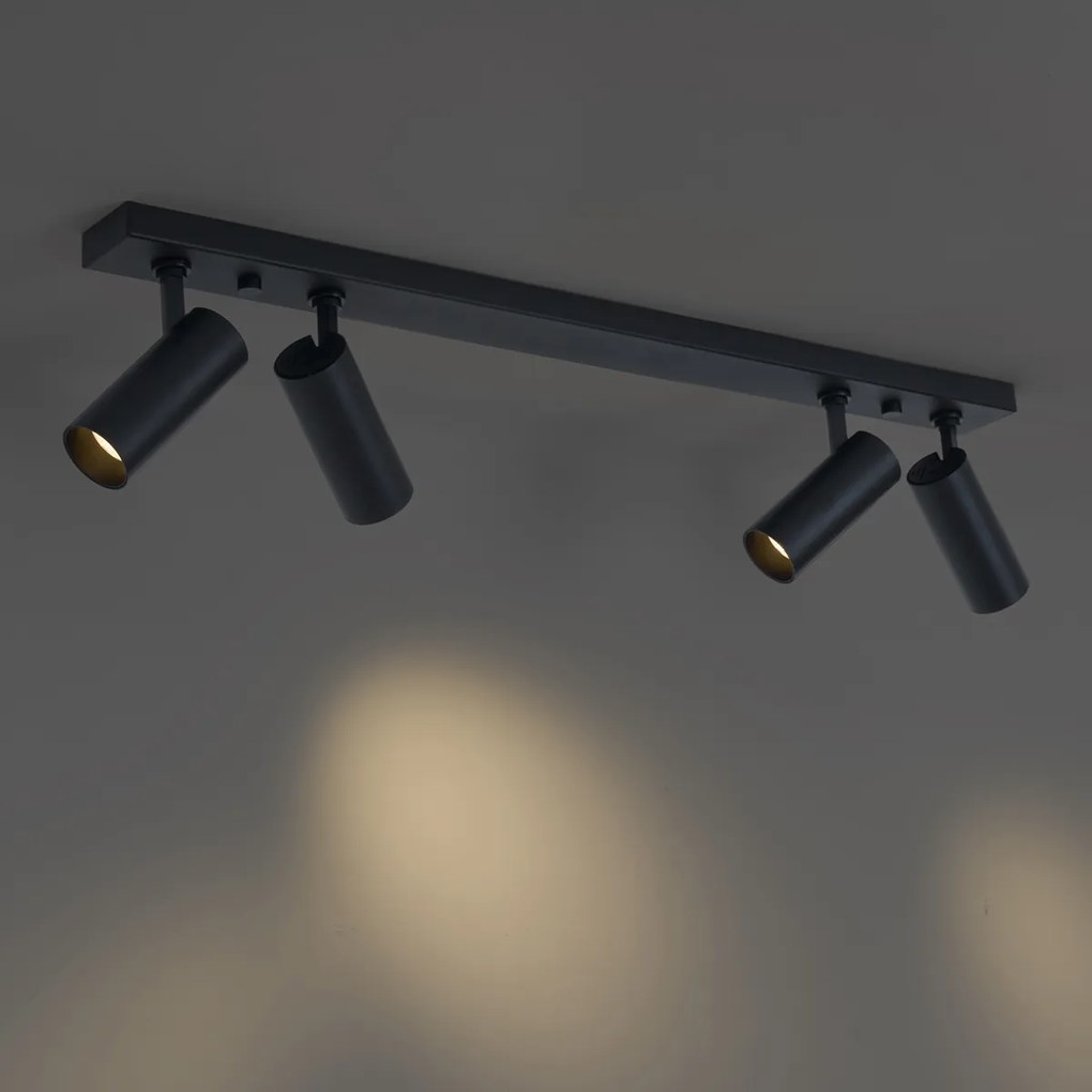 Модерна таванна лампа черна с LED димируема 4-лампи - Tate