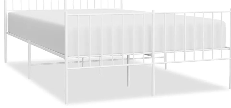 350946 vidaXL Метална рамка за легло с горна и долна табла, бяла, 120x190 см