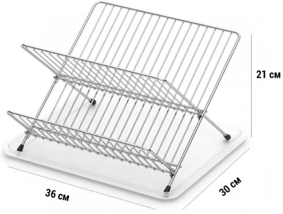 Сгъваем сушилник за съдове ZEPHYR ZP-3000-TX , 2 нива, 36х30х21 см, Хром