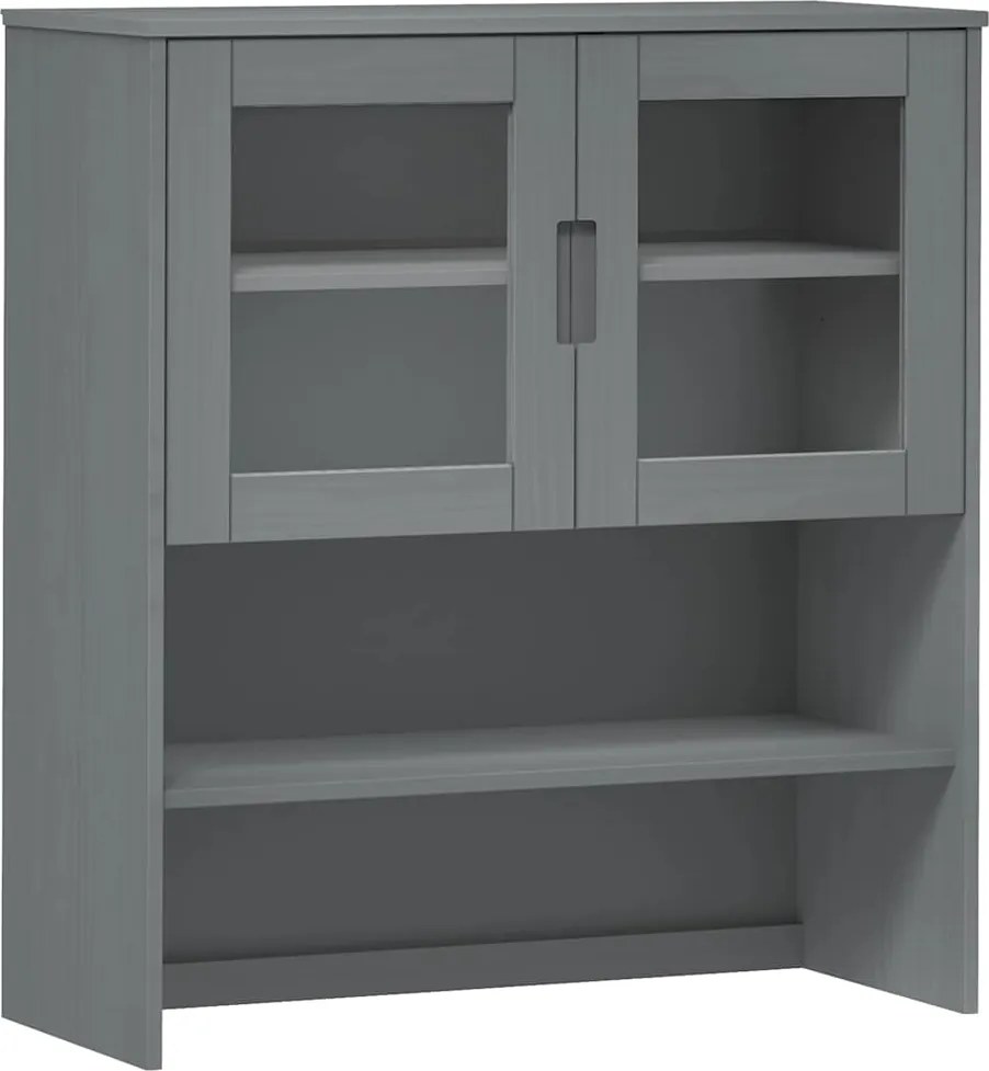 350551 vidaXL Надстройка за шкаф MOLDE сив 90x35x100 см бор масив