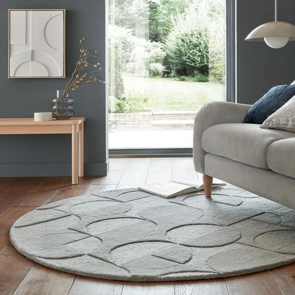 Кръгъл килим от сива вълна ø 160 cm Gigi - Flair Rugs