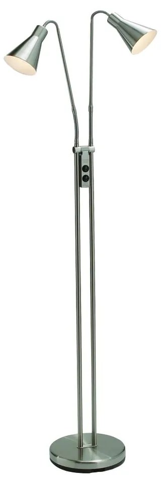 Подова лампа в сребрист цвят с метален абажур (височина 150 cm) Odense – Markslöjd