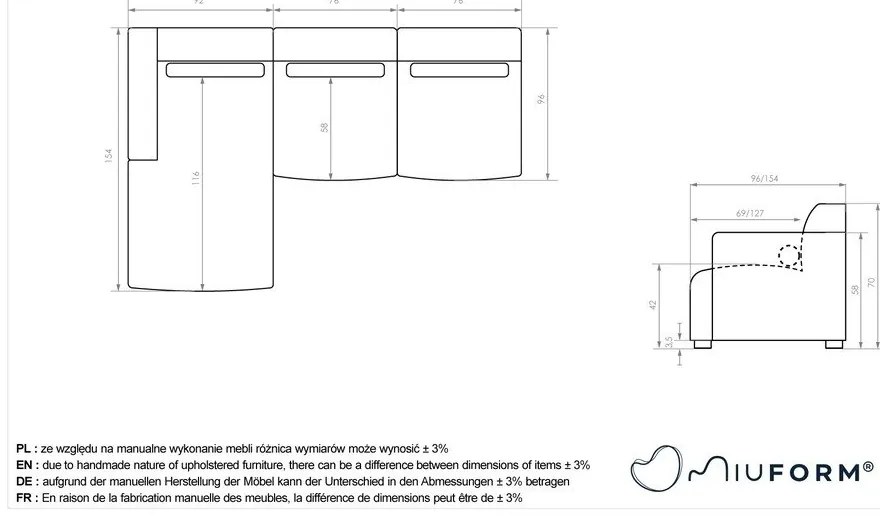 Бял ъглов диван (ляв ъгъл) Flex Felix – Miuform