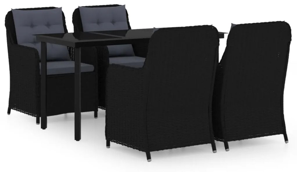 3099561 vidaXL Градински трапезен комплект, 5 части, черен