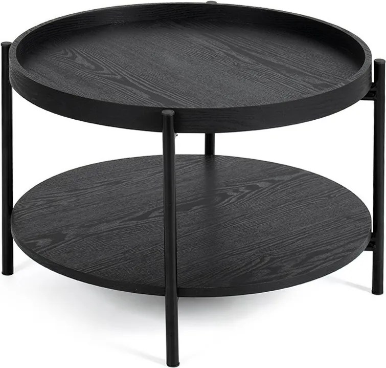 Черна кръгла масичка за кафе от декор от дъб ø 64 cm Hagen – Bonami Essentials