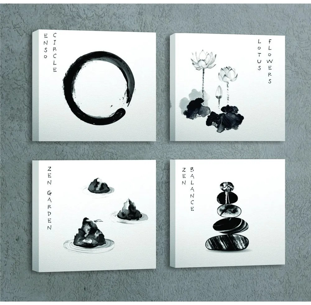 Картини в комплект от 4 бр. 30x30 cm Japanese Zen - Wallity
