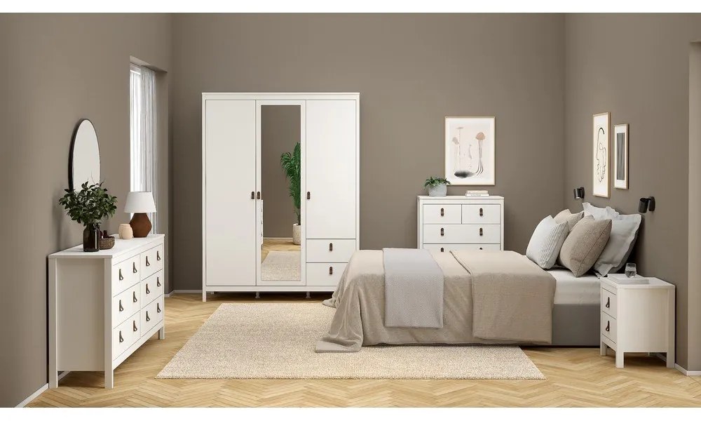 Бял гардероб с огледало 150x199x58 cm Madrid – Tvilum