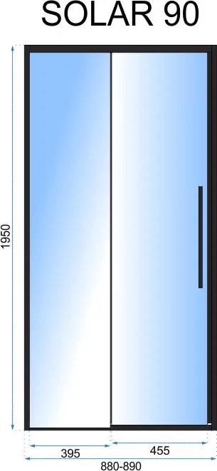 Плъзгащи врати за душ кабина Rea SOLAR BLACK MAT 90