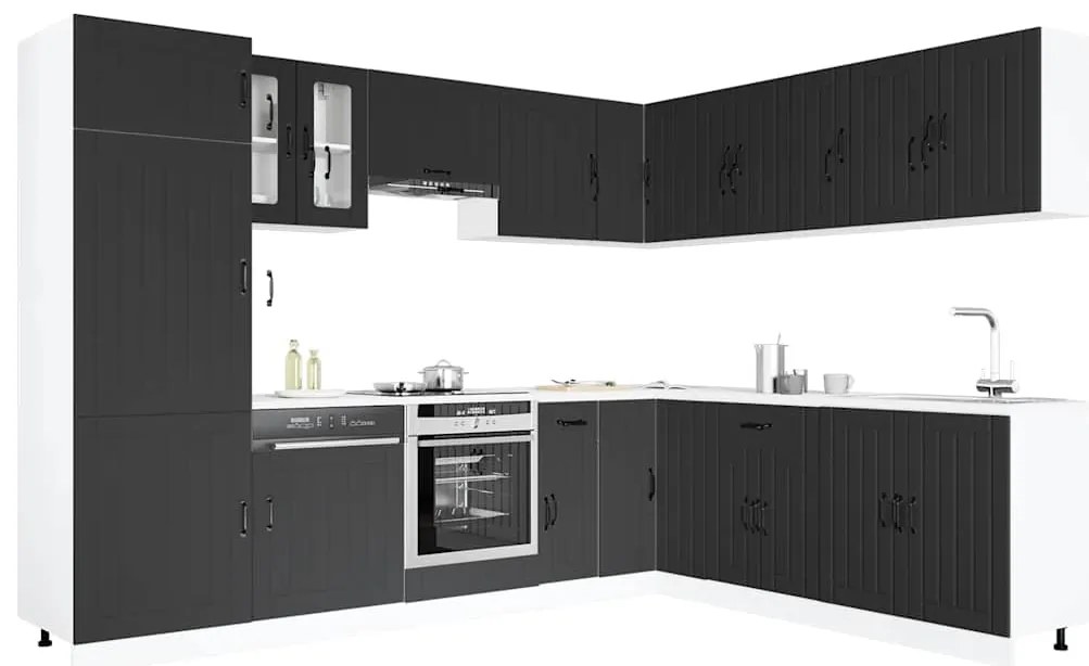 3314982 vidaXL Комплект кухненски шкафове от 14 части Lucca, инженерно дърво