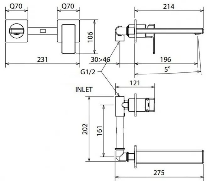 Вградена Кран за тоалетна LaTorre Profili