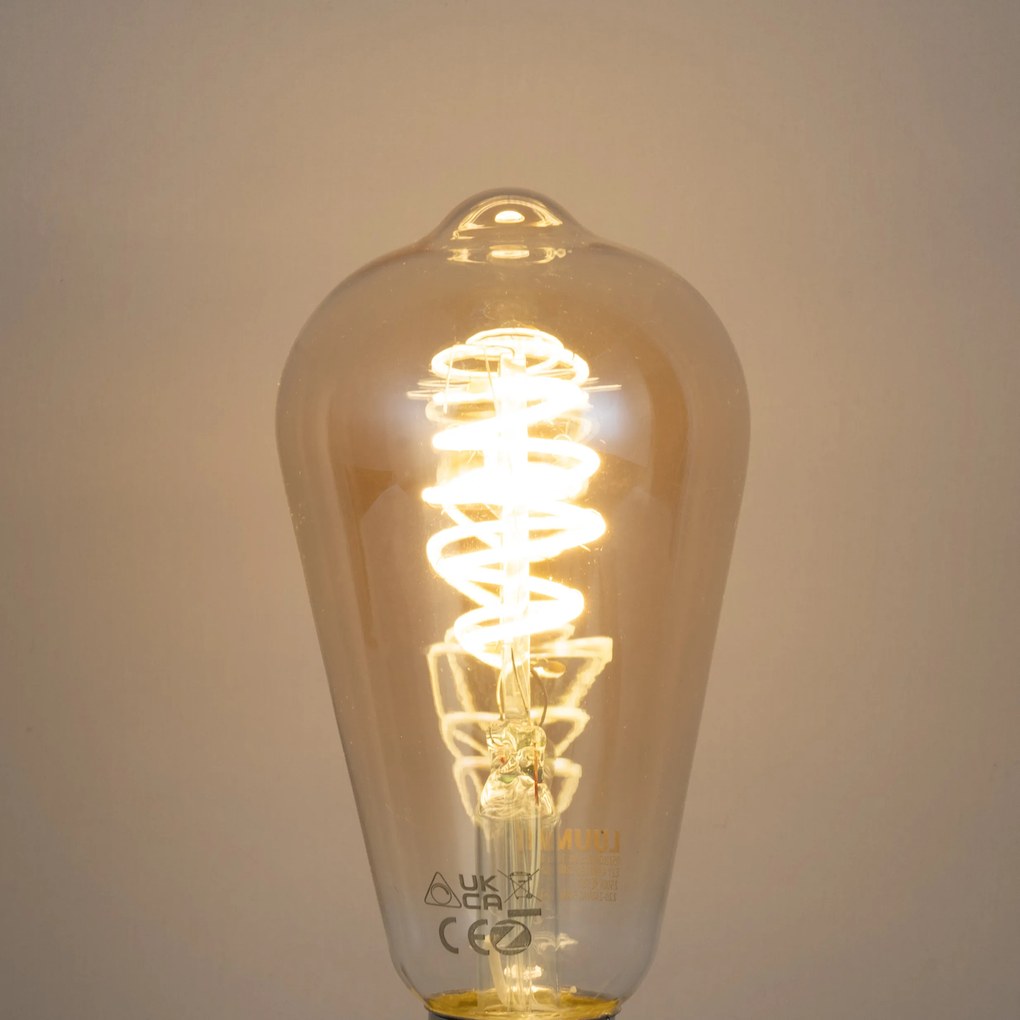 Интелигентна димируема LED крушка E27 ST64 кехлибарена 4.9W 320lm 2500K