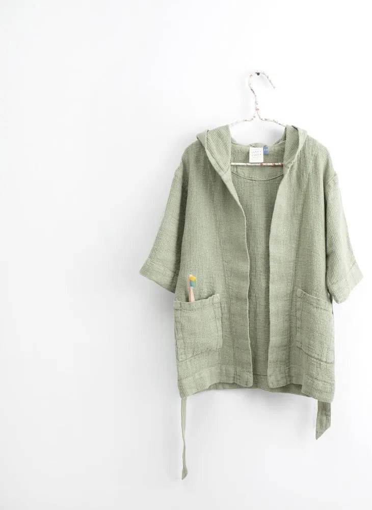 Детски зелен ленен халат Nature, размер 122 - 128 - Linen Tales