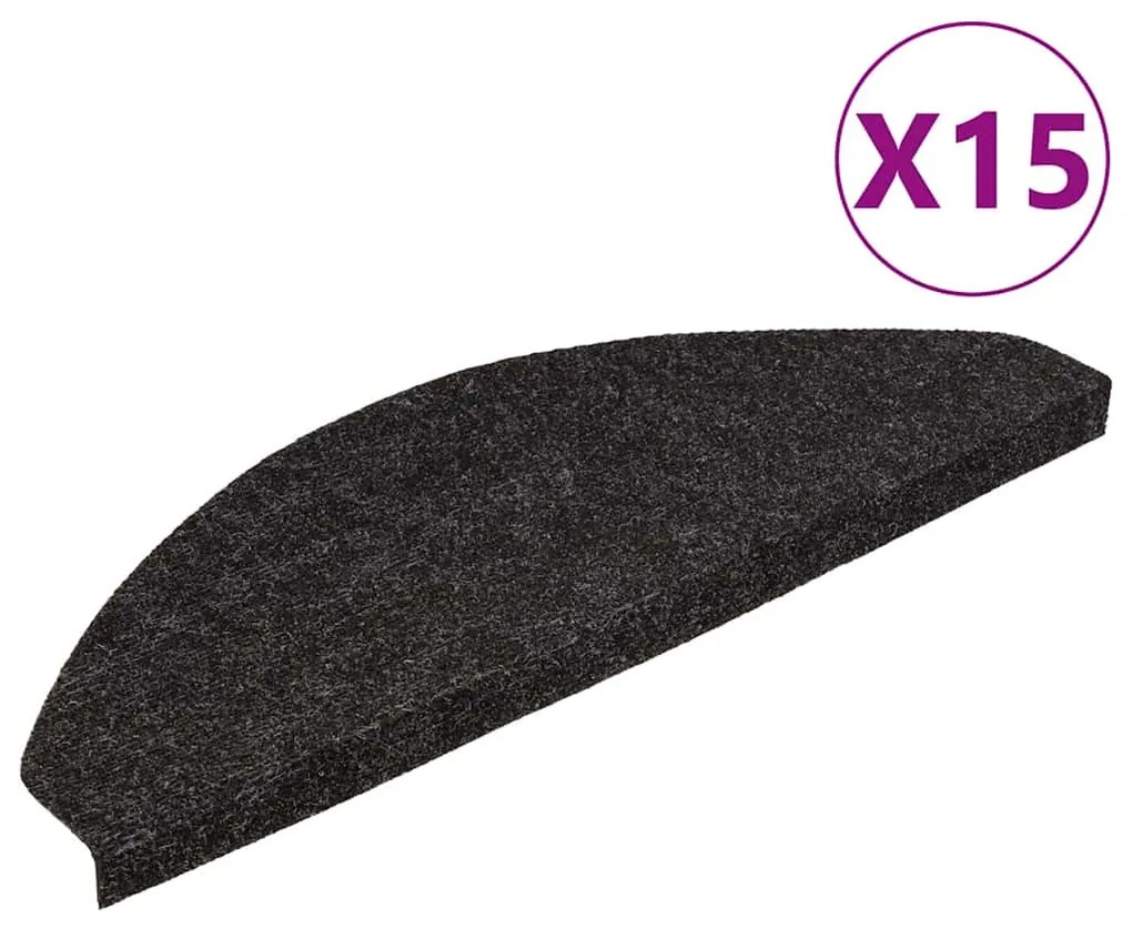 136390 vidaXL Самозалепващи стелки за стълби, 15 бр, 56x17x3 см, черни