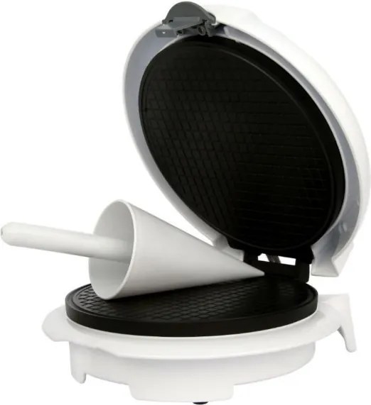 Разопакован: Уред за вафлени фунийки Adler AD 3038, 1500W, Незалепващо покритие, Плоча: 18 см, Бял