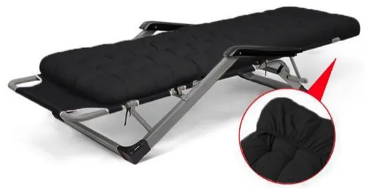 Градински шезлонг със сива рамка и възглавница Сив