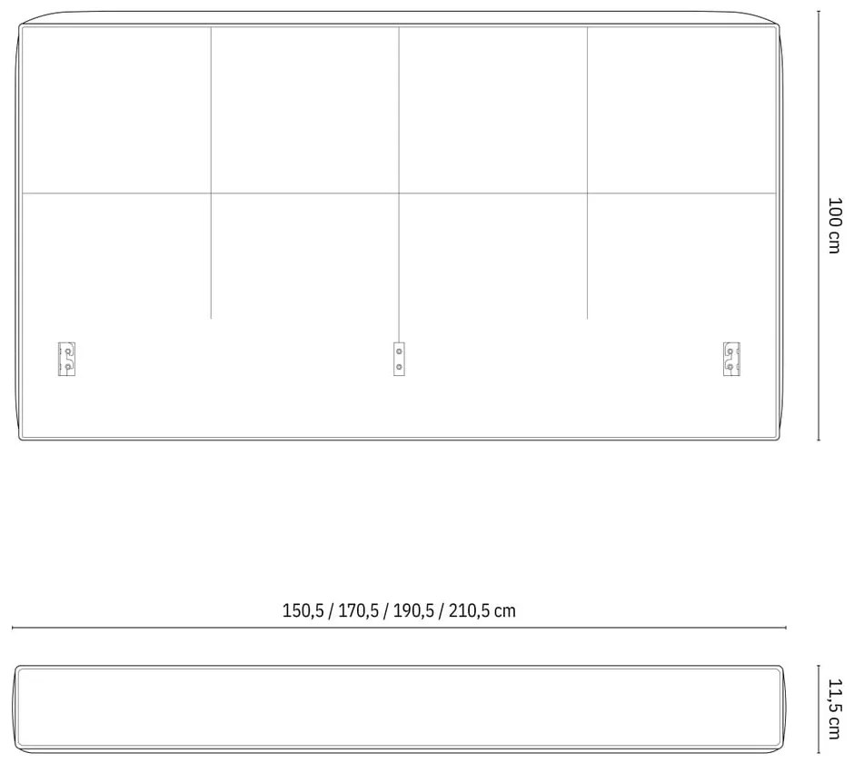 Бежова тапицирана табла за легло 209x100 cm Darren – Micadoni