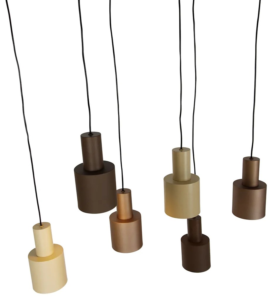 Висяща лампа бронз с таупе и бежово 6-светлина - Ans