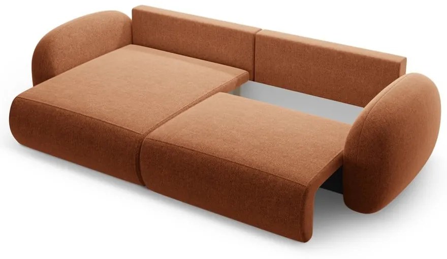Шенилов сгъваем/с място за съхранение ъглов диван в тухлен цвят Tonale – Cosmopolitan Design