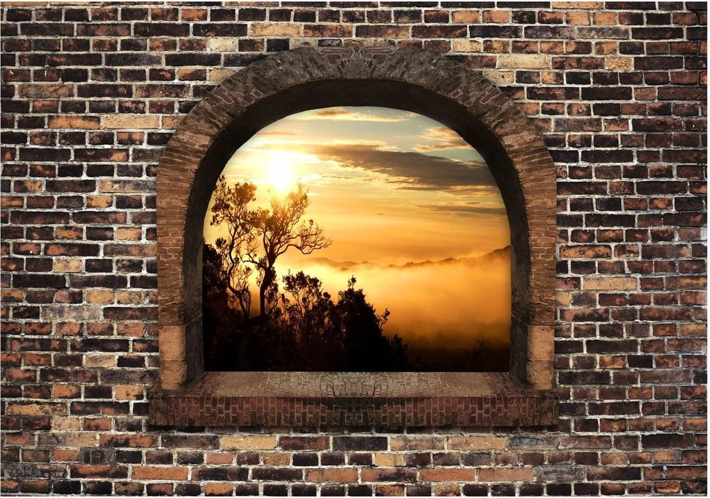 Самозалепващ се фототапет - Stony Window: Morning Mist - 98x70