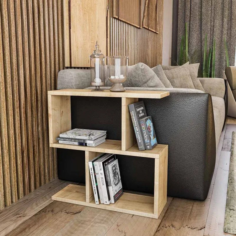 Конзола Kalune Design 854KLN2804, 60х60 см, 3 нива, Меламиново покритие, Кафяв
