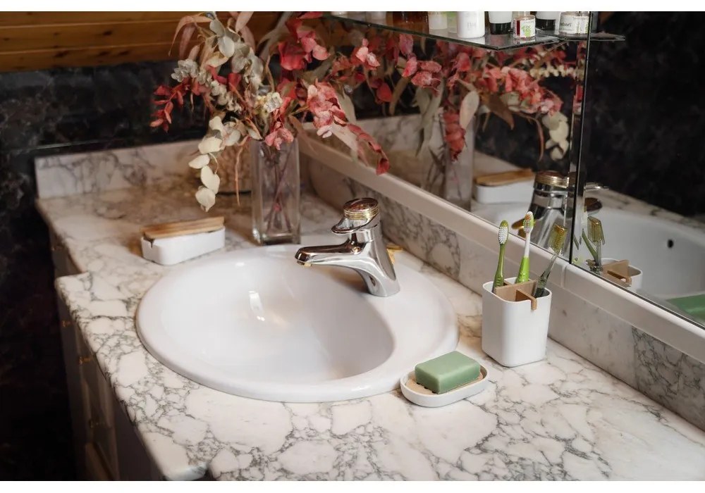 Бял органайзер за баня Ecologic, 8,4 x 7,8 cm - Compactor