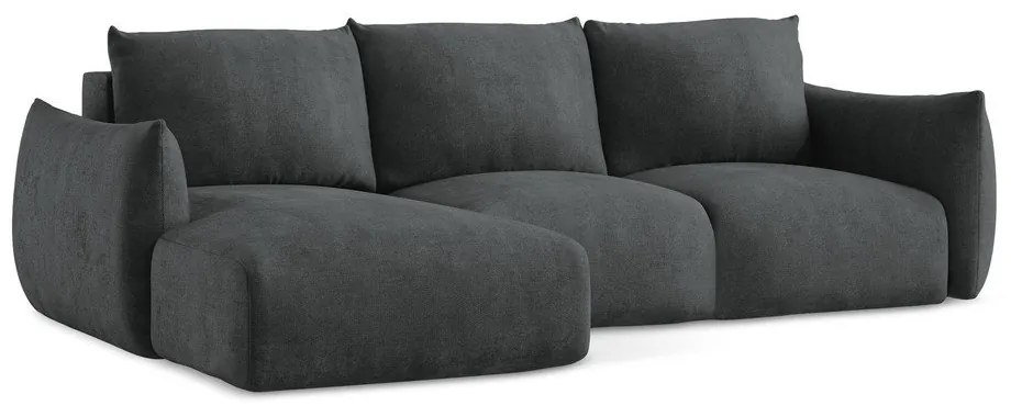 Тъмносив шенилов сгъваем ъглов диван (ляв ъгъл) Leila – Makamii