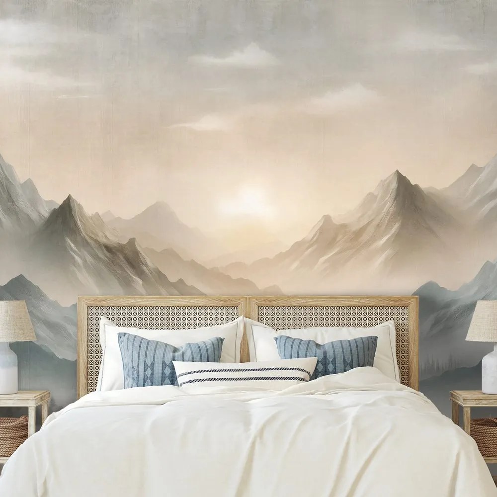 Самозалепващ тапет – Мъглива планинска панорама