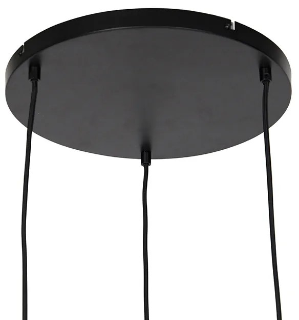 Дизайнерски висящ аплик черен със злато и опушено стъкло 3-светлина - Zuzanna