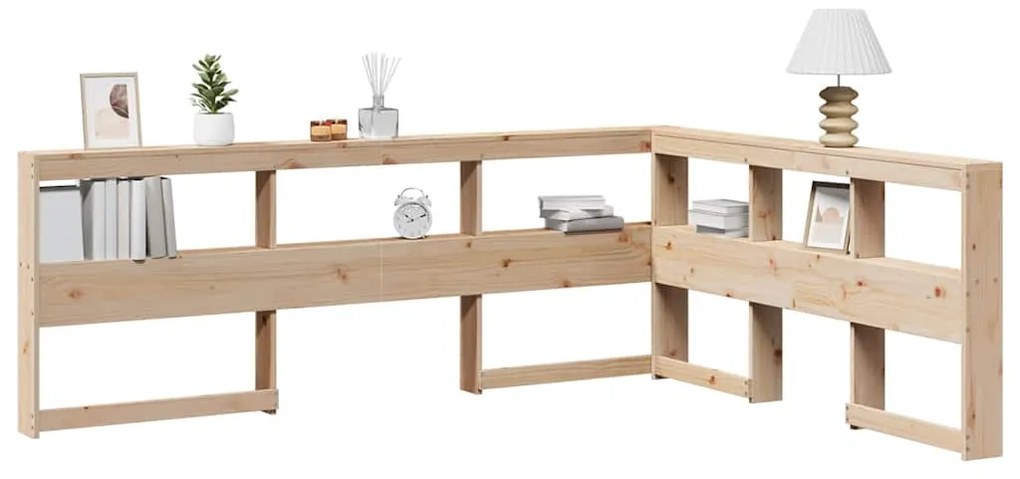 859262 vidaXL Табла за книги с L-образна, 150 см, масивно дърво бор