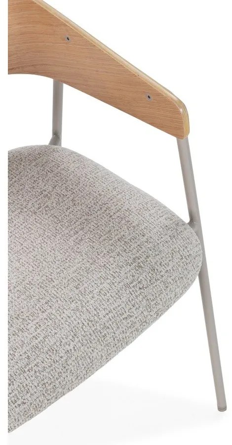 Светлосиви/в естествен цвят тапицирани трапезни столове в комплект с подлакътници 2 бр. Cora – MOME