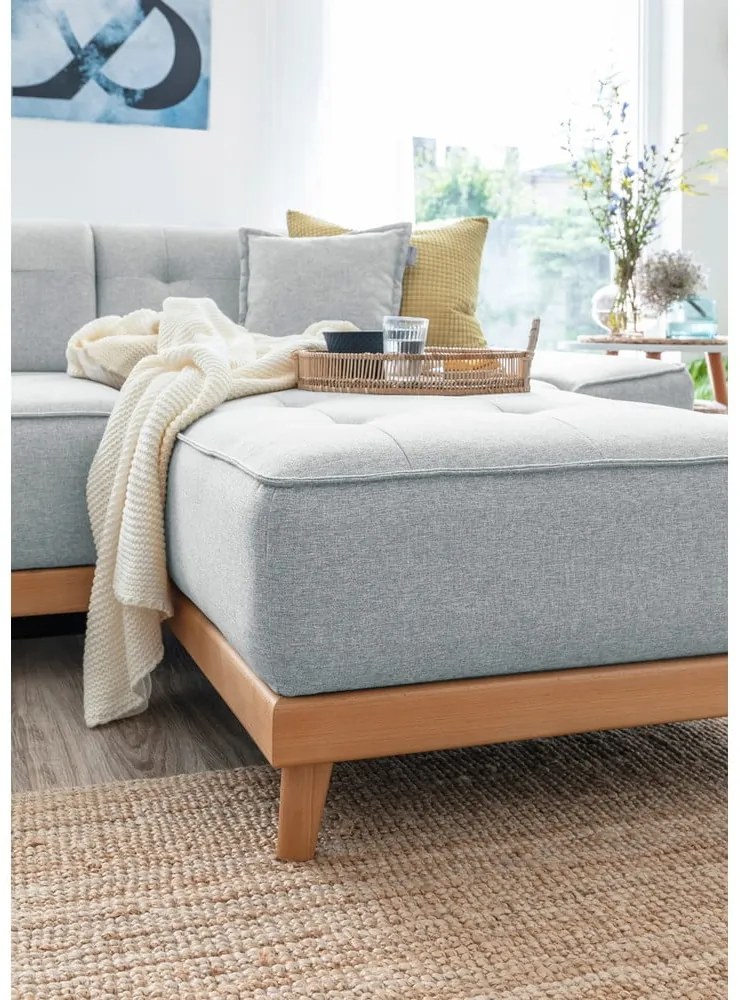 Светлосив U-образен разтегателен диван, ляв ъгъл Dazzling Daisy - Miuform