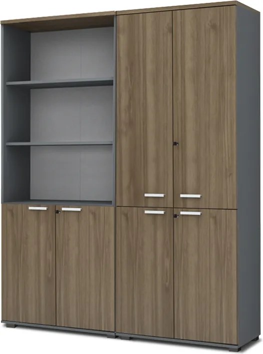 Venturo TopMebel меламинова офис библиотека с врати в антрацит - орех цвят 160x40x200cm.