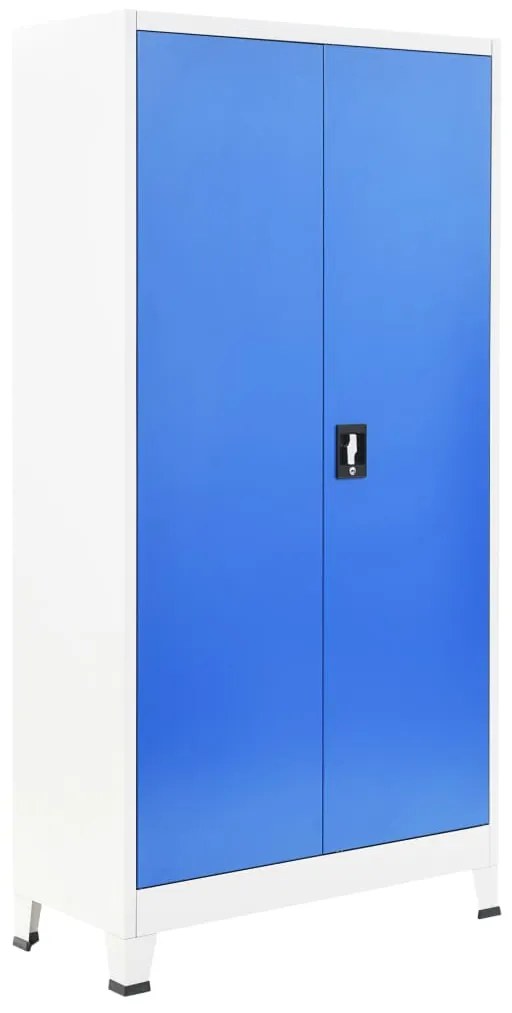 245980 vidaXL Заключващ се шкаф с 2 врати, метал, 90x40x180 cм, сиво и синьо