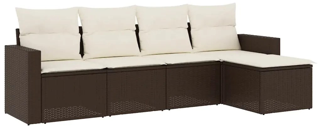3218883 vidaXL Градински комплект с възглавници, 5 части, кафяв полиратан