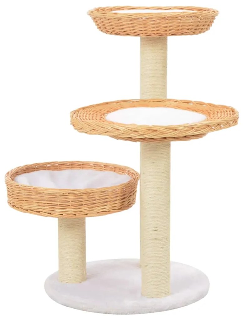 170724 vidaXL Котешко дърво със сизален стълб, естествен цвят, върба