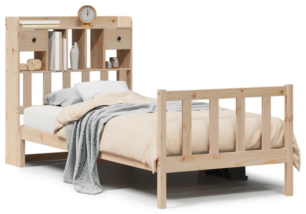 3321729 vidaXL Легло с рафтове за книги, без матрак, 90x190 см, бор масив