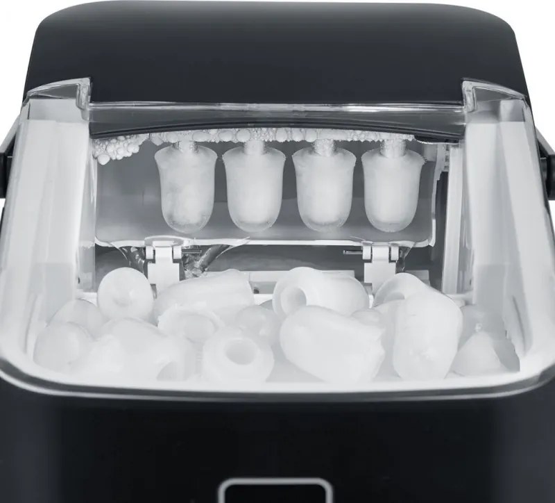 Ледогенератор Caso IceChef Compact 3401, 120W, 1 л, 12 кг/24 ч, 2 размера, Самопочистване, Компресорен, Черен мат