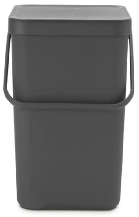 Кош за разделно събиране на боклук Brabantia Sort&Go 1003237, 25 л, Дръжка, Възможност за стенен монтаж, Тъмносив