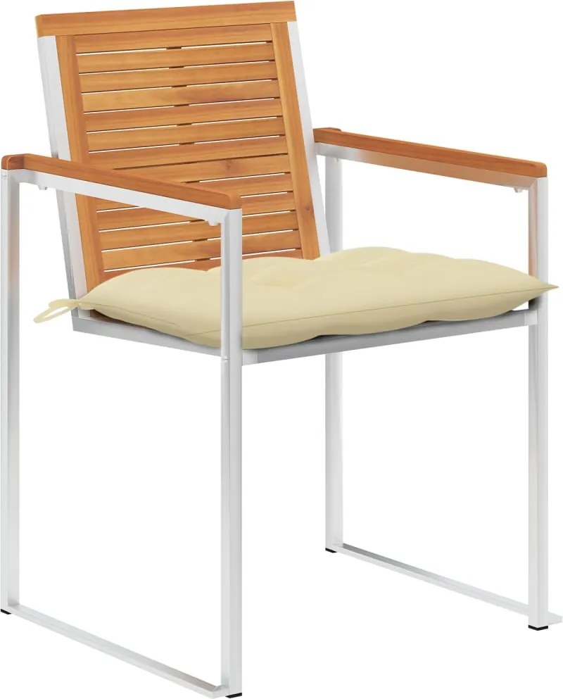 3078541 vidaXL Градински столове 8 бр с възглавници масивно акациево дърво