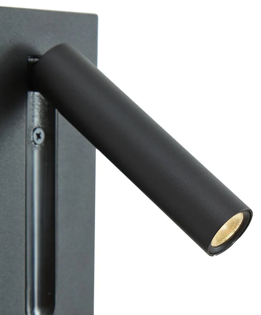 Модерна стенна лампа черна вкл. LED - Plaza